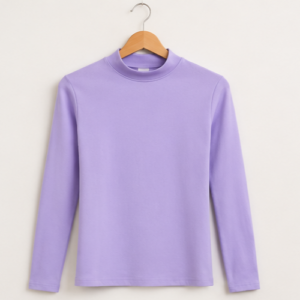 Lavender High Neck Full Sleeve Crop Top