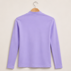 Lavender High Neck Full Sleeve Crop Top