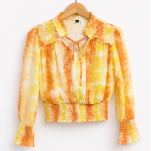 Sunset Bloom Sheer Tie-Up Top