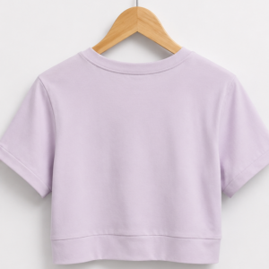Lavender Cartoon Girl Embroidered Crop Top