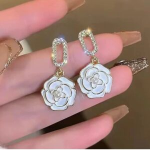 White Rose Earrings